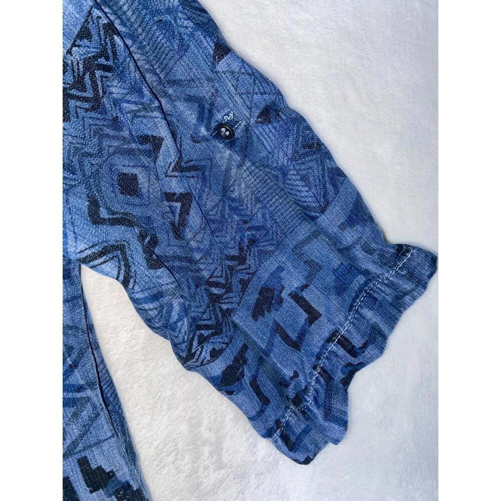 Philosophy Womens Dress Tunic Sz Large Aztec Chambray Western Boho Streetwear - Picture 11 of 12